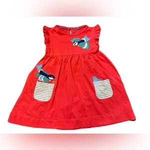 MINI Boden Red Bird Appliqué Dress sz 4 5